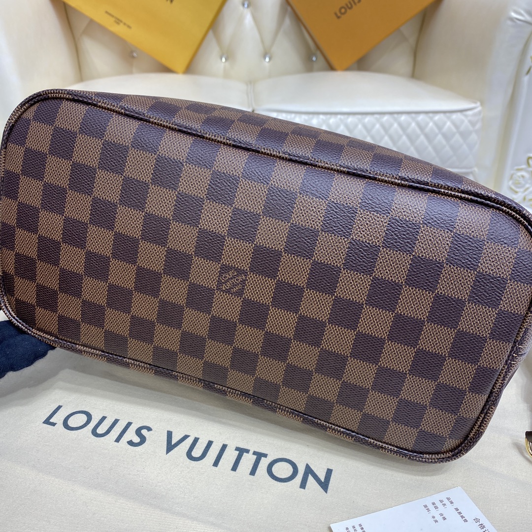 Louis Vuitton NEVERFULL MM Damier Azur Handbag N41358 Cherry